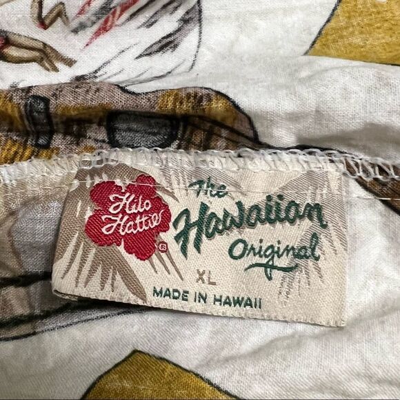 Y2K Vintage Hilo Hattie Cotton Capri Pants Wide Leg Surfer Ukulele Beach Print - Picture 3 of 11